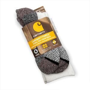 Carhartt Force Steel Toe White Grey Cushioned 2 Pairs Crew Socks Women’s Medium